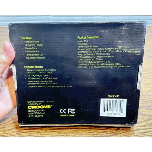 Croove Voice Amplifier Portable Rechargeable Microphone Headset Waistband Clip - Picture 16 of 16